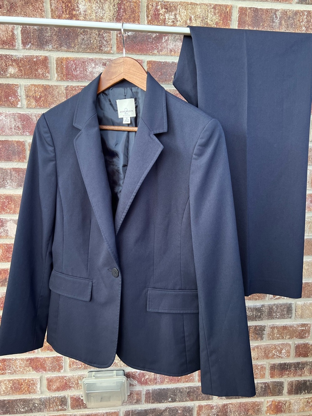 Anne Klein 2-Piece Navy Blue Pant Suit Set Size 10
